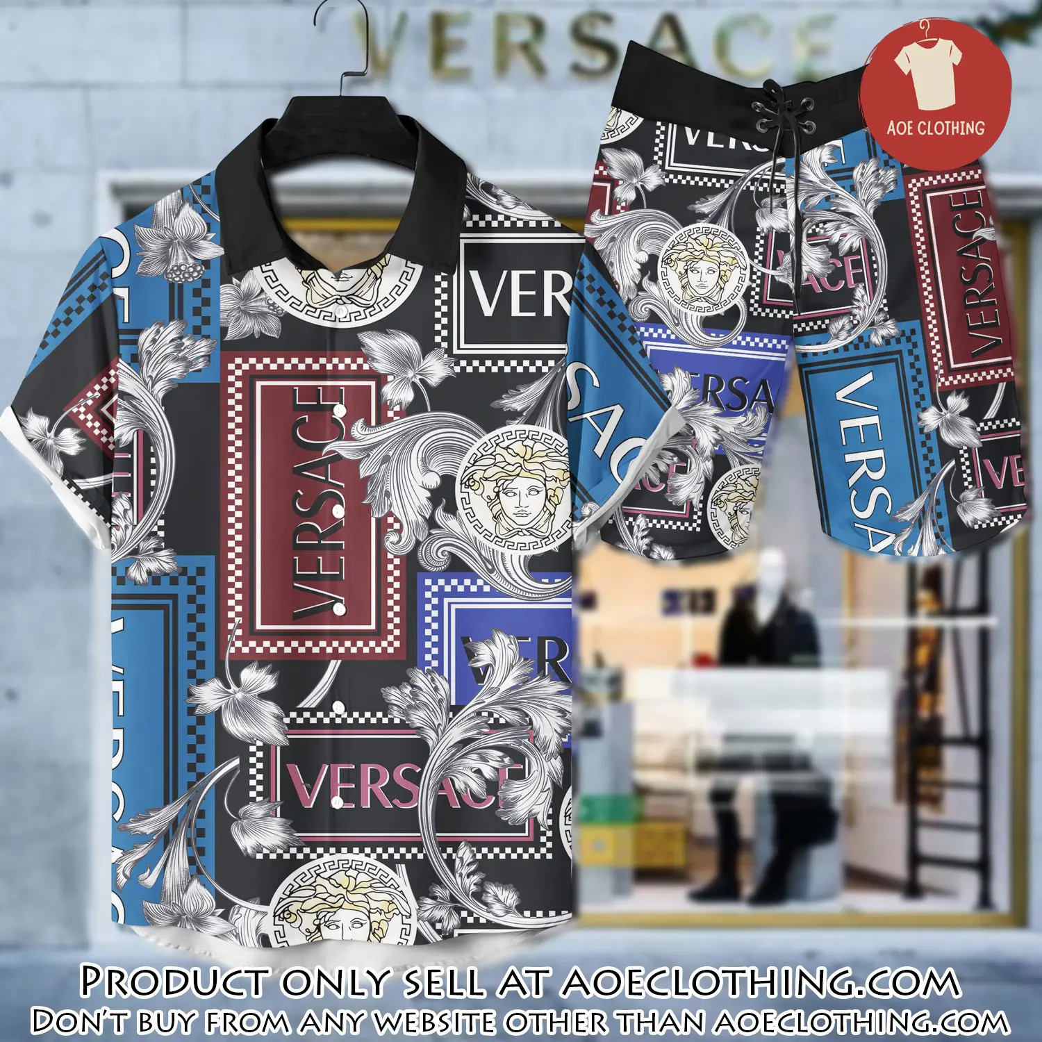 Versace luxury hawaiian shirt & short set lhs1215 aoe1033607